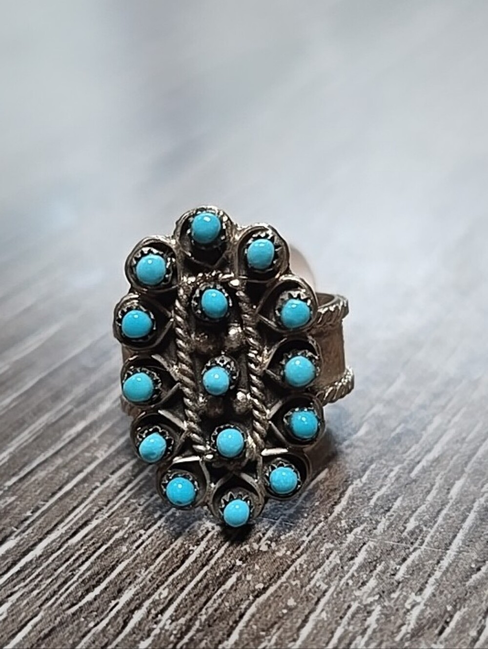 Native American Turquoise Cluster Ring Womens Size 7 New